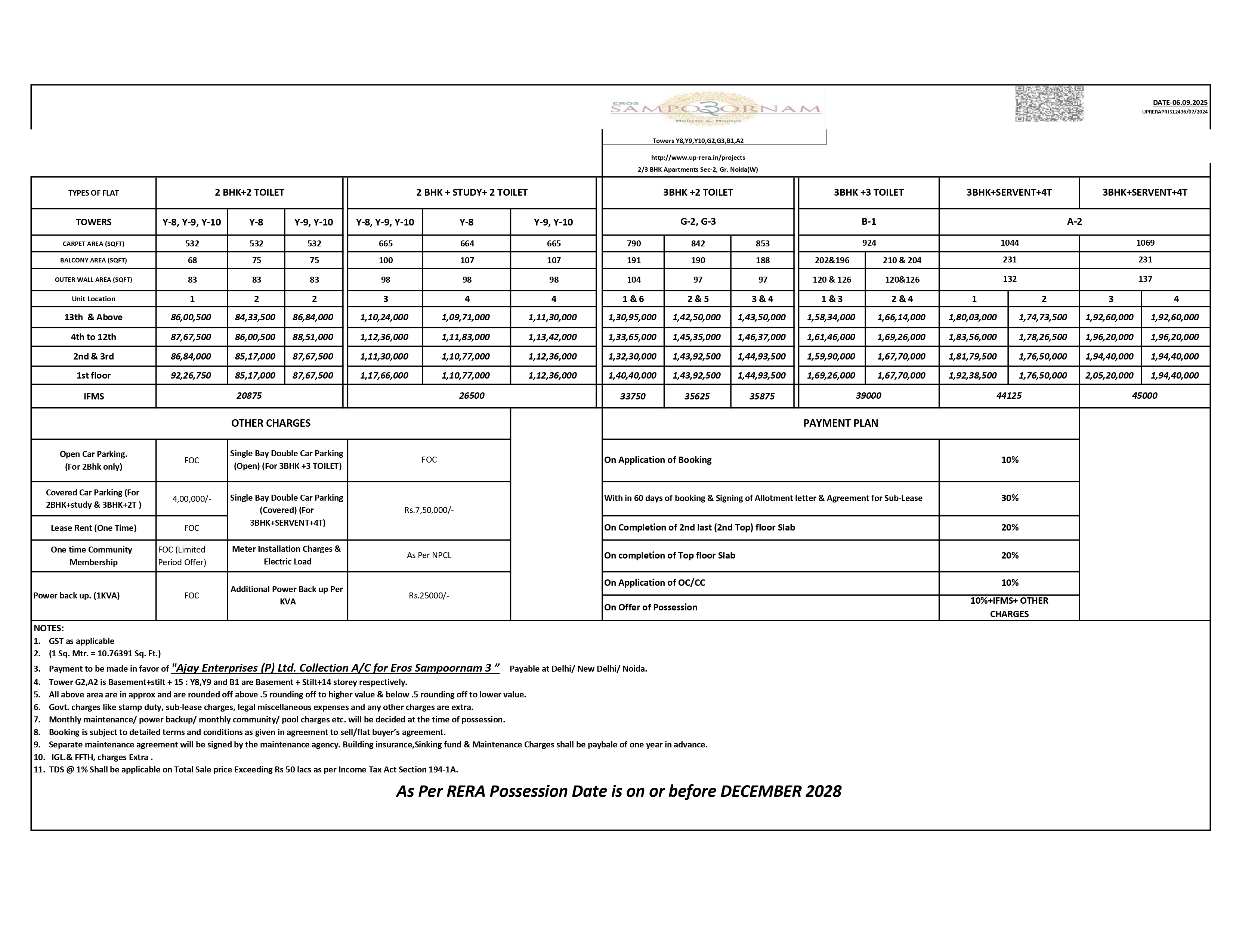 Eros Sampoornam Payment Plan