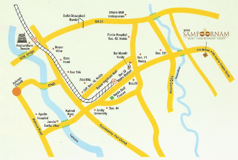 Eros Sampoornam noida extension location map